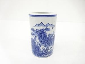 染付　山水　筆頭